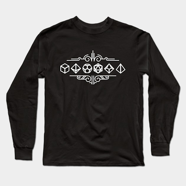 Minimalist Dice Set Ornament Tabletop RPG Addict Long Sleeve T-Shirt by pixeptional